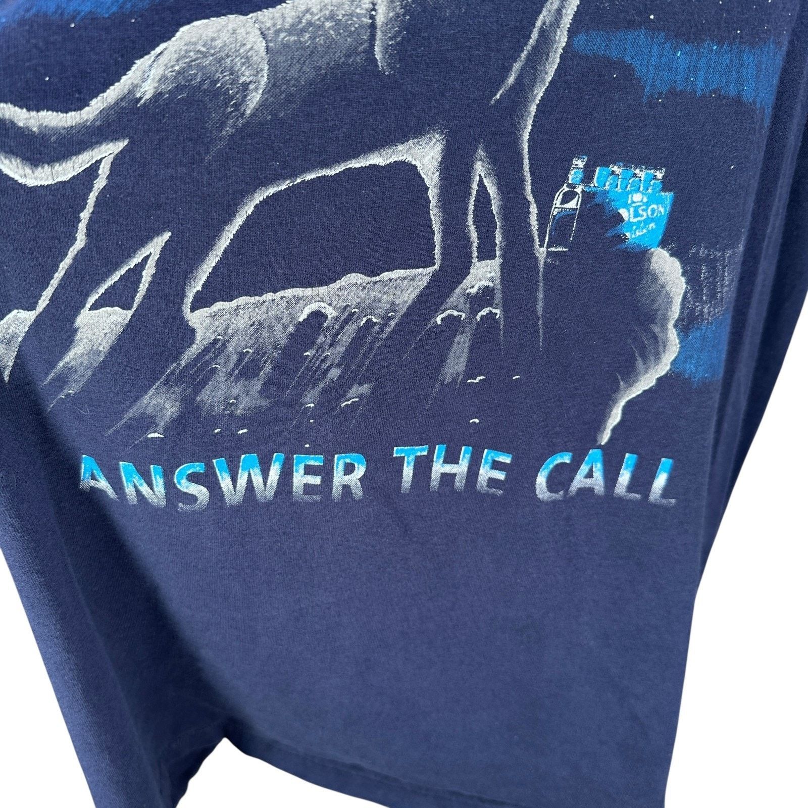 Jerzees Molson Answer The Call Wolf T-Shirt Men 2X Blue Short Sleeve Size US XXL / EU 58 / 5 - 3 Thumbnail