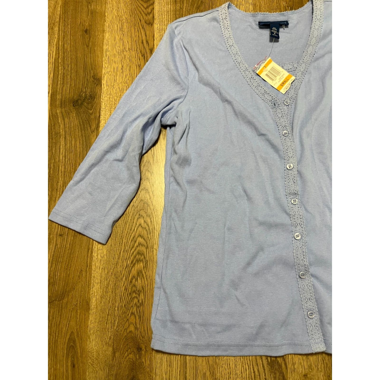 Vintage Karen Scott Sweater Cardigan, Women's Size Small, 3/4 Sleeve, Blue, NWT, Regular, Casual, Fall Spring Summer, Women, Shirt/Top, 0 Size S / US 4 / IT 40 - 3 Thumbnail