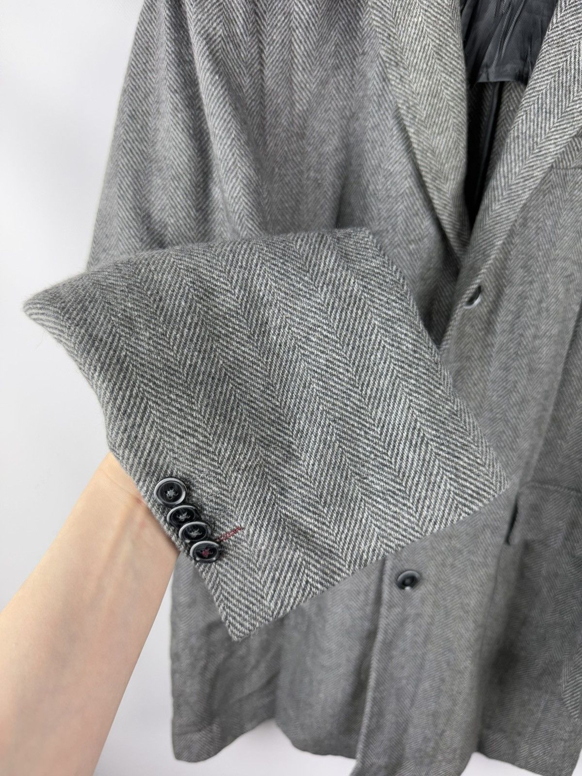 Vintage Gutteridge Men’s Wool Herringbone Tweed Overcoat Coat Jacket Size US XXL / EU 58 / 5 - 10 Thumbnail