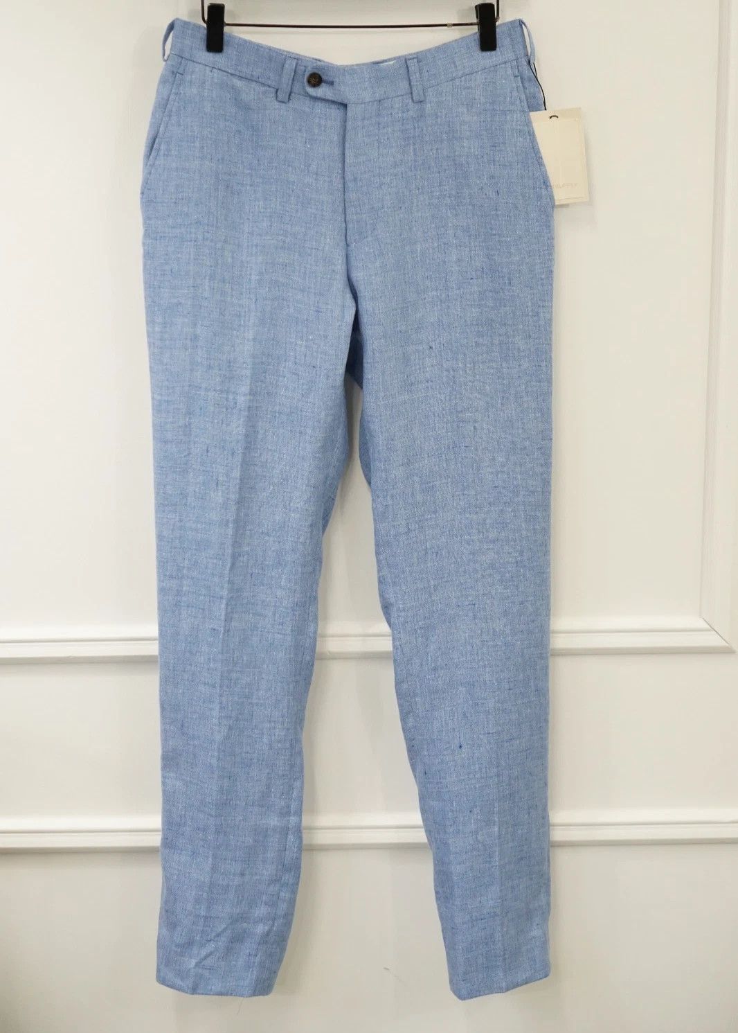 Suitsupply Men Suitsupply Pants 100% Linen Blue Brescia Slim Fit US34 Size 34R - 1 Thumbnail