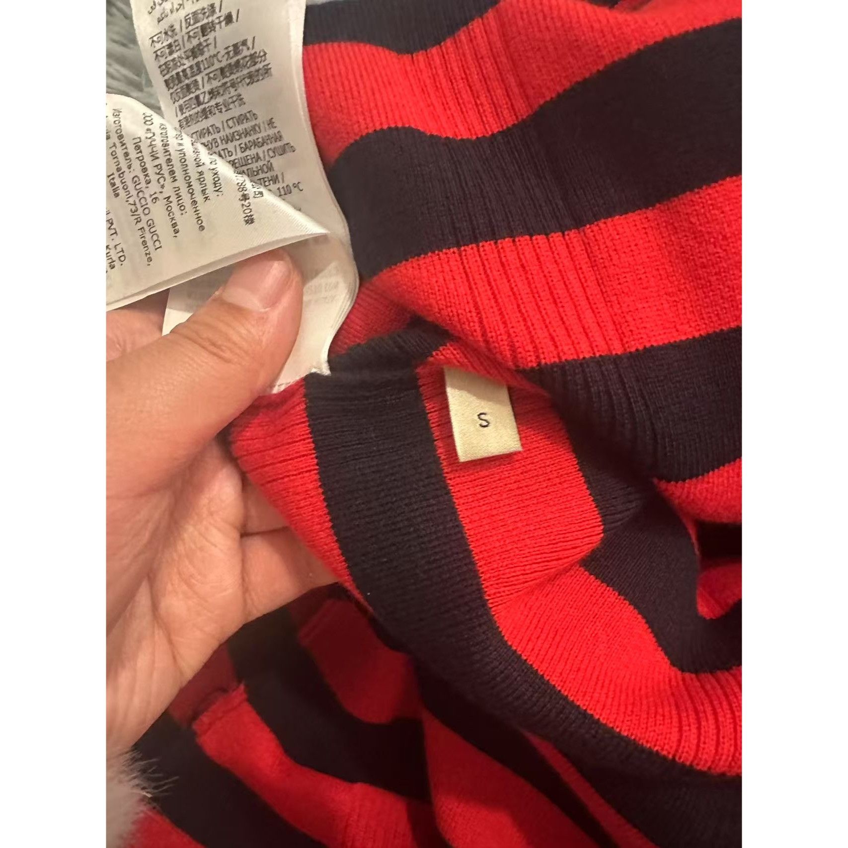 Gucci Gucci Red & Black Striped Polo Knit Dress With Dog Patch Size S / US 4 / IT 40 - 9 Thumbnail