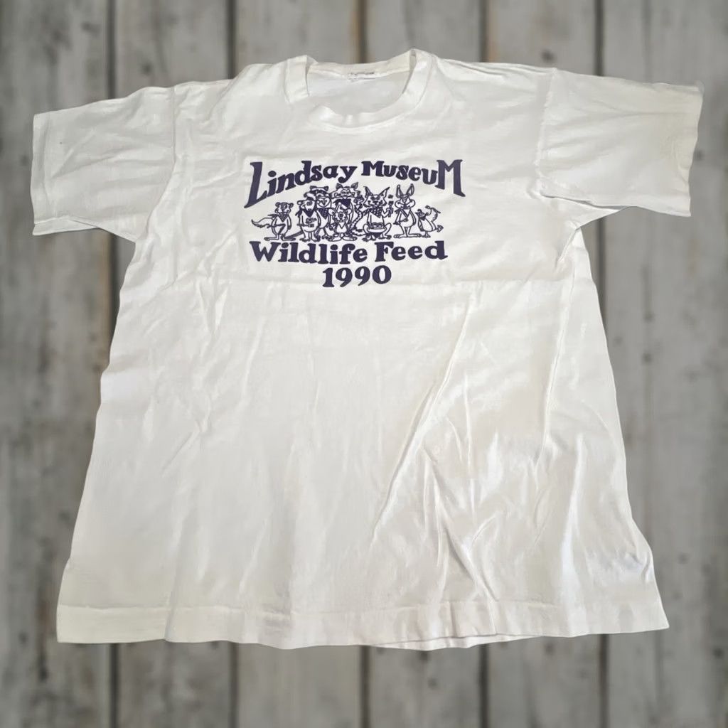 Vintage VINTAGE Lindsay Museum Wildlife Feed 1990 T Shirt Medium White Cotton Short Sleeve Single Stitch Mens Girls Boys Ladies Mens Size US M / EU 48-50 / 2 - 1 Thumbnail