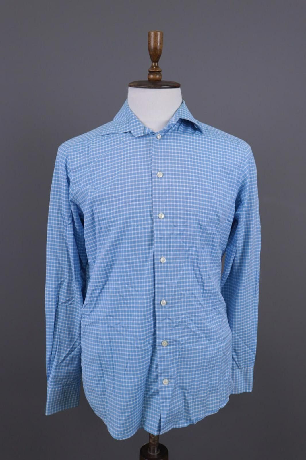 Eton Eton Contemporary Blue Check Shirt Size 40 / 15.75 Size US M / EU 48-50 / 2 - 1 Thumbnail