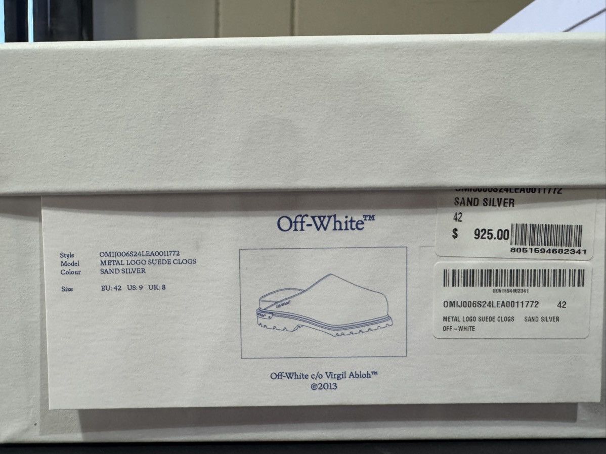 Off-White Off White Metal Logo Suede Clogs Size US 9 / EU 42 - 2 Thumbnail