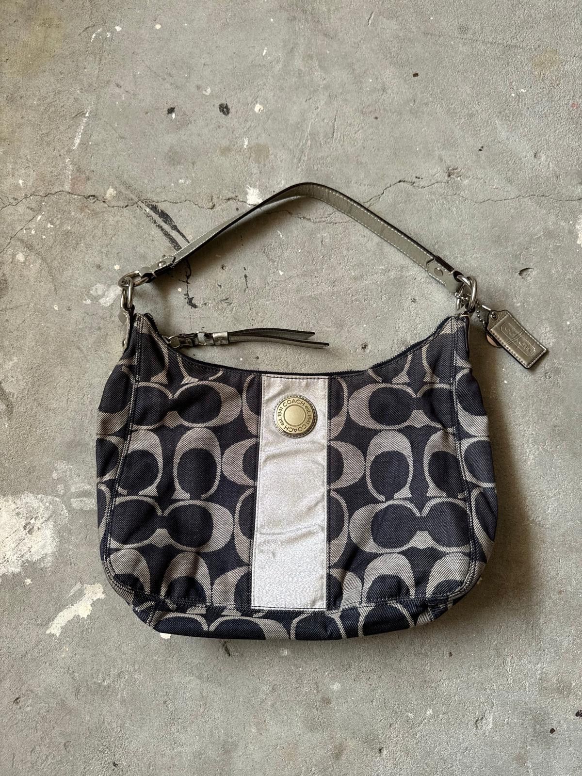 Coach Coach Signature Denim Shoulder Bag Navy/Silver Size ONE SIZE - 1 Thumbnail