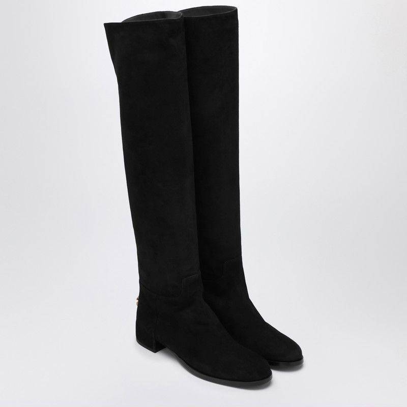 Dolce & Gabbana Dolce&Gabbana High Suede Boot Black Size US 7.5 / IT 37.5 - 1 Thumbnail
