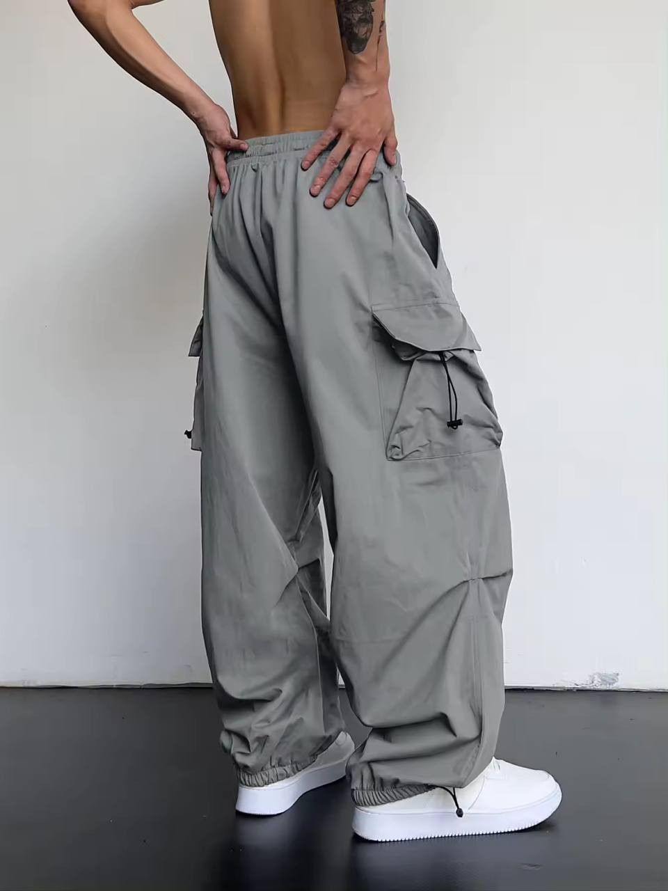 Vintage men's monochrome kargo pants y2k Size US 35 - 3 Thumbnail