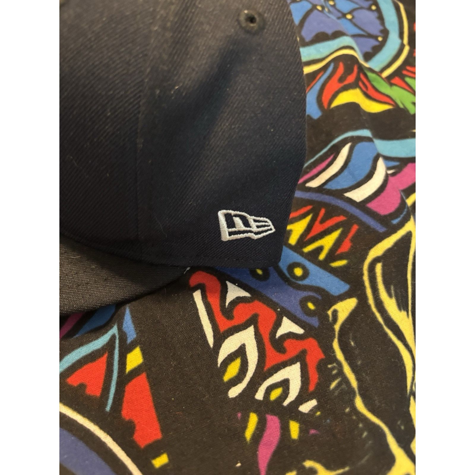 Vintage New York Yankees MLB Hat flex fit Blue 7 5/8 Size ONE SIZE - 2 Thumbnail
