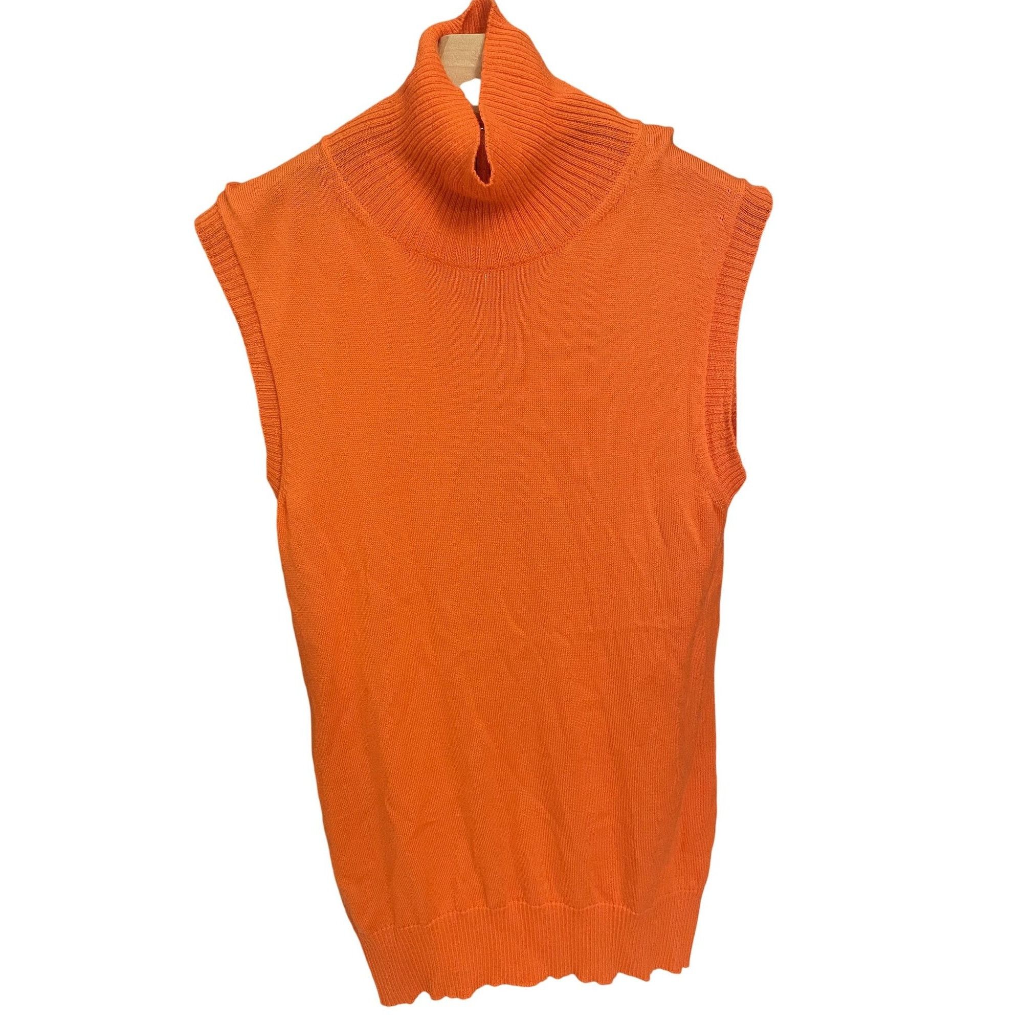 Sportmax SPORTMAX Sleeveless Orange Ribbed Turtleneck Sweater Top Wom Size S / US 4 / IT 40 - 1 Thumbnail