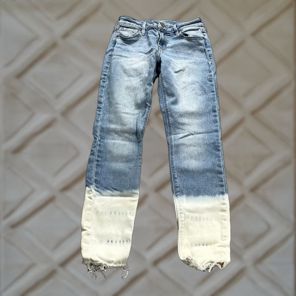 Old Navy VINTAGE Old Navy Rockstar Super Skinny Denim Jeans Womens Size 2 Blue Mid Rise Raw Hem 27x27 Size 26" / US 2 / IT 38 - 1 Thumbnail