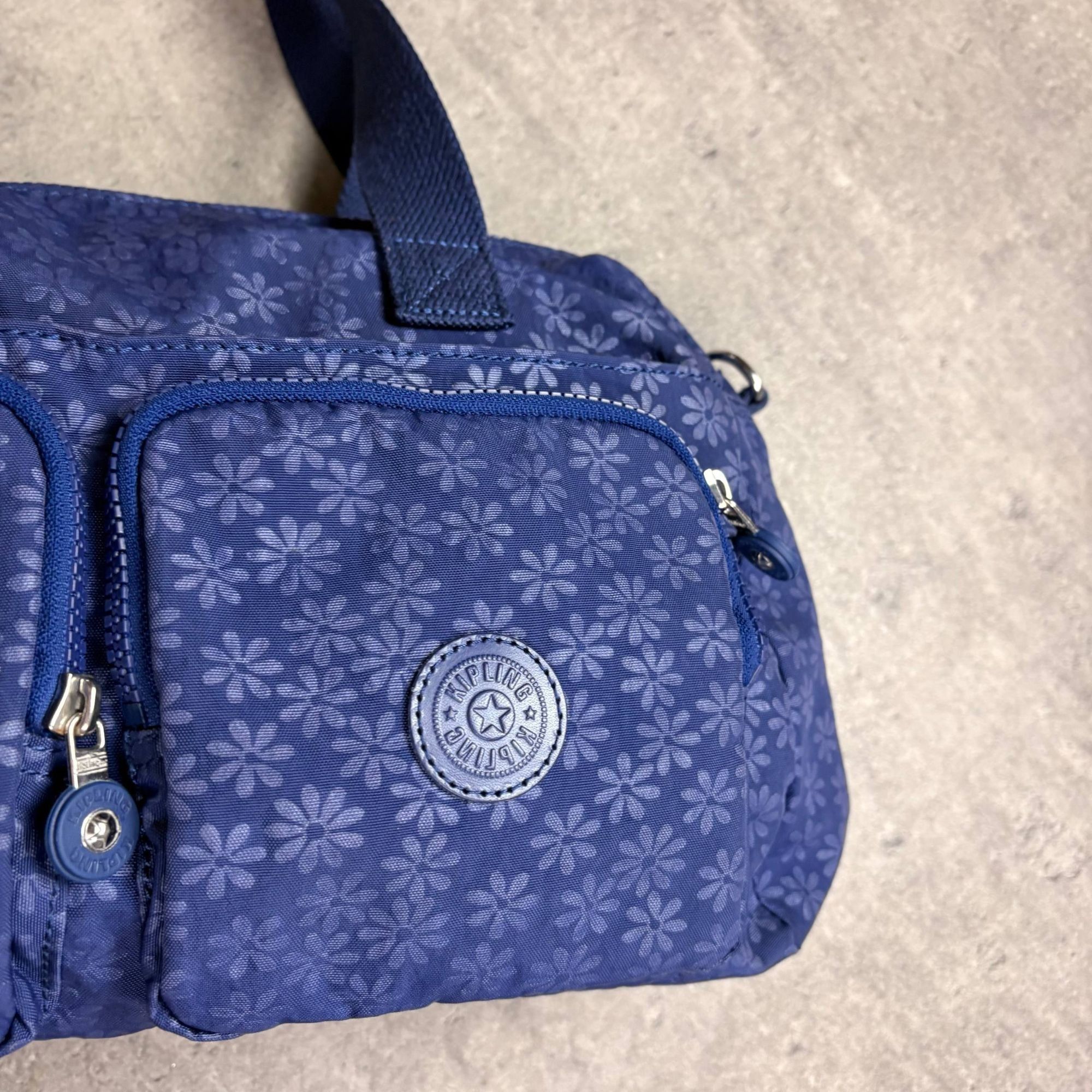 Other Kipling Blue Floral Nylon Tote Bag With Double Handles & Mul Size ONE SIZE - 2 Thumbnail