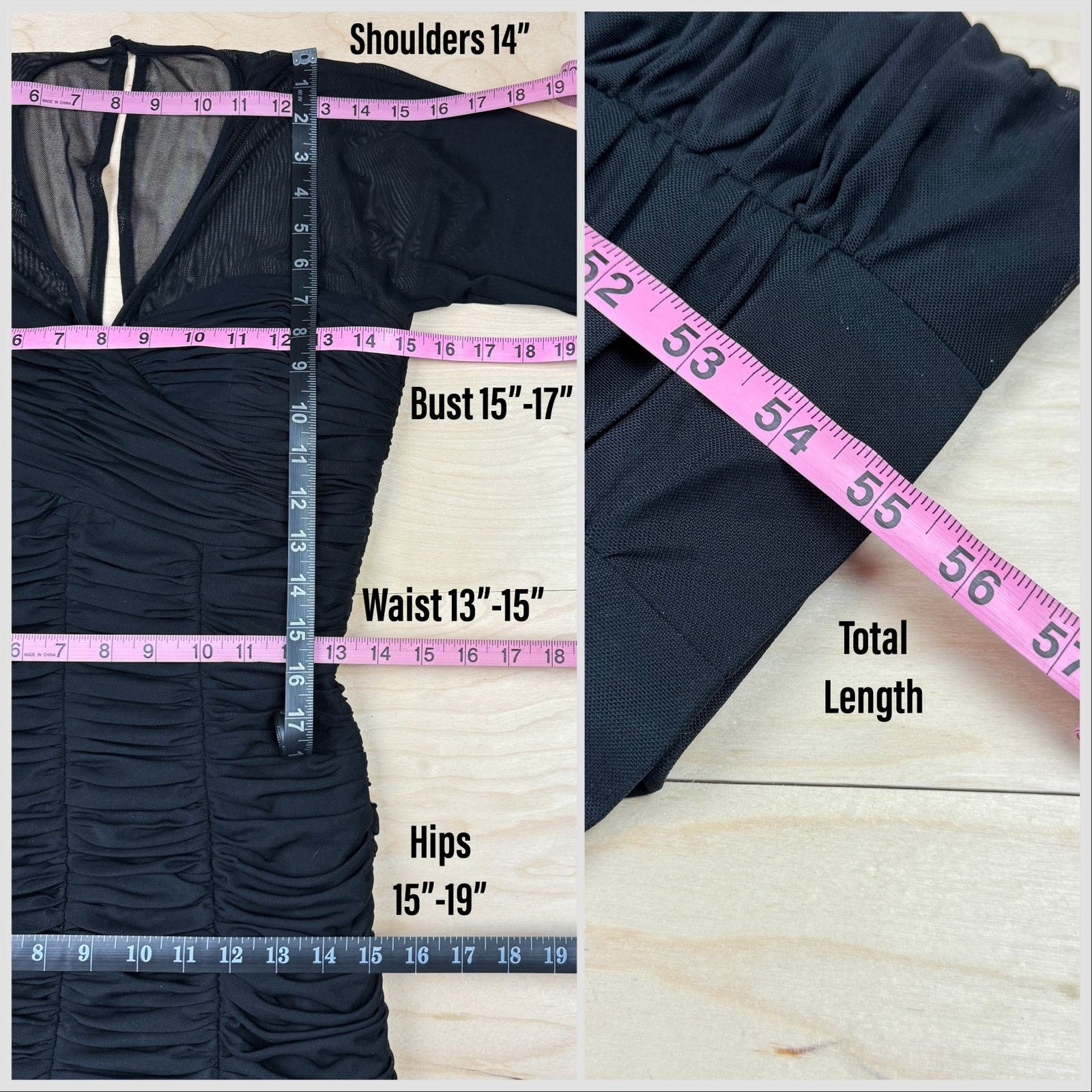 Other Vicky Tiel Black Long Sleeve Mesh Ruched Mummy Dress Size S / US 4 / IT 40 - 6 Thumbnail