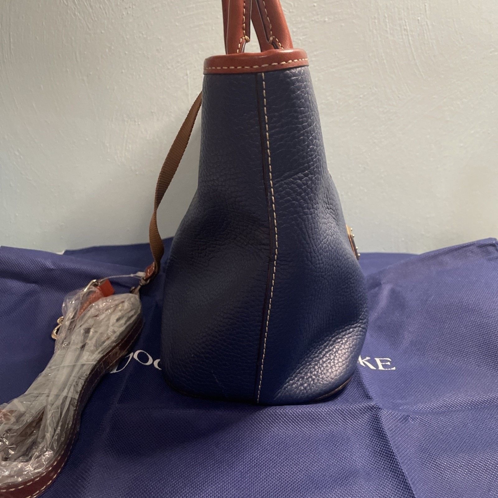 Dooney & Bourke Dooney & Bourke Pebble Grain Brenna Leather in Blue/Brown Size ONE SIZE - 4 Thumbnail