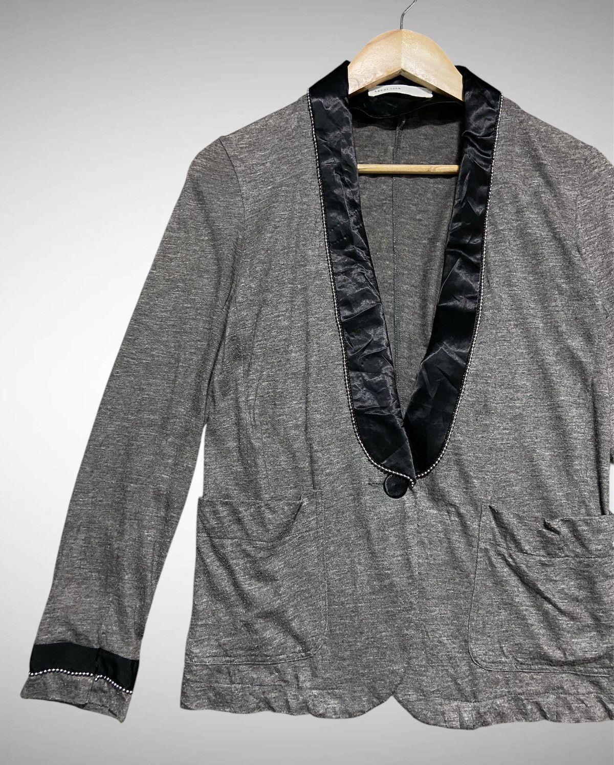 Sacai Sacai Luck Grey Linen-Blend Tuxedo Cardigan Blazer Size M / US 6-8 / IT 42-44 - 4 Thumbnail