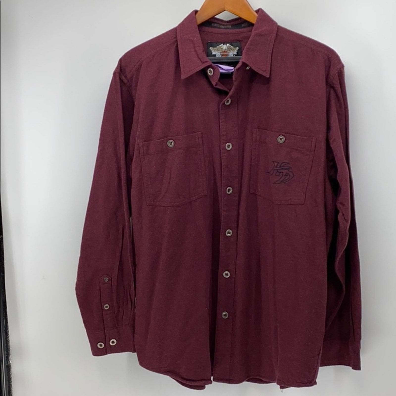 Harley Davidson Harley Davidson 100% cotton button down maroon biker sz L Size US L / EU 52-54 / 3 - 3 Thumbnail