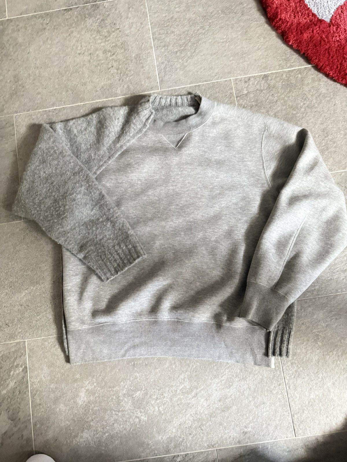 SACAI KNIT-PANELLED CREWNECK SWEATSHIRT MEETS SWEATER