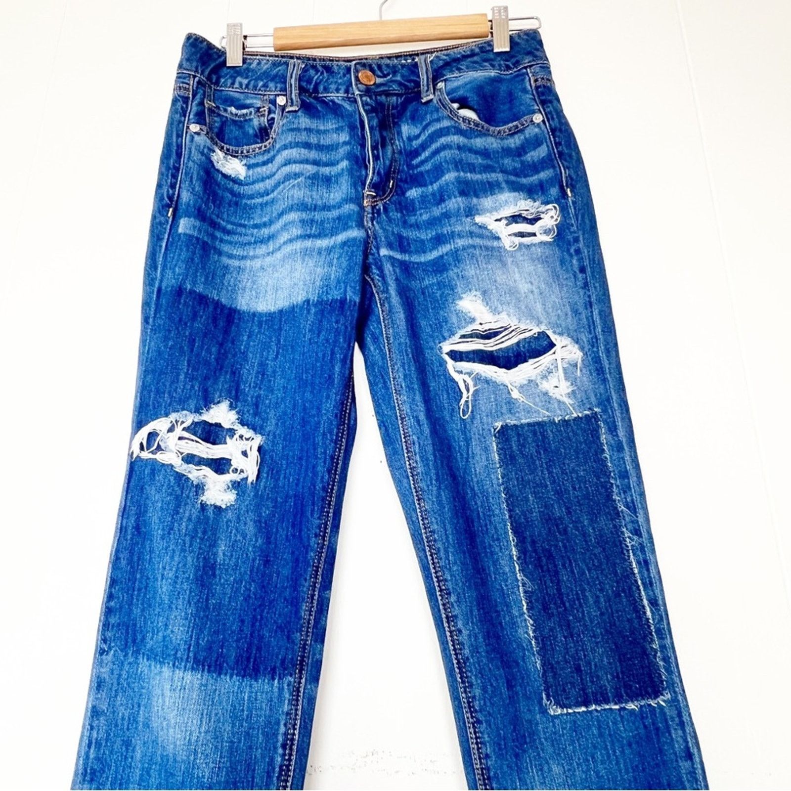 American Eagle Outfitters AEO Button-fly Distressed Patchwork Skinny Jeans Women 2 Size 26" / US 2 / IT 38 - 2 Thumbnail