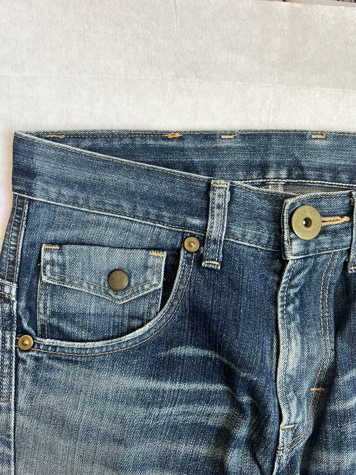 Lee Lee Cowboy Buckle Back Blue Wash Fading Distressed Denim Size US 31 - 10 Thumbnail