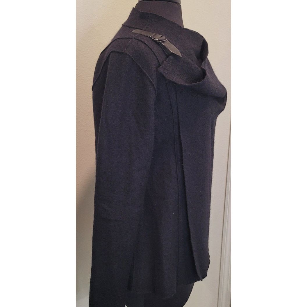 Eileen Fisher Eileen Fisher Moto Wrap Jacket Sweater Wool Leather Trim – M Size M / US 6-8 / IT 42-44 - 4 Thumbnail