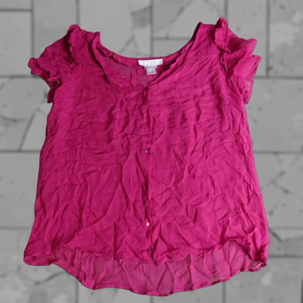 Vintage Chloe Womens Top Medium Pink Silk Sheer 100% Made in Italy Short Sleeve Casual Pullover Lightweight Size M / US 6-8 / IT 42-44 - 1 Thumbnail