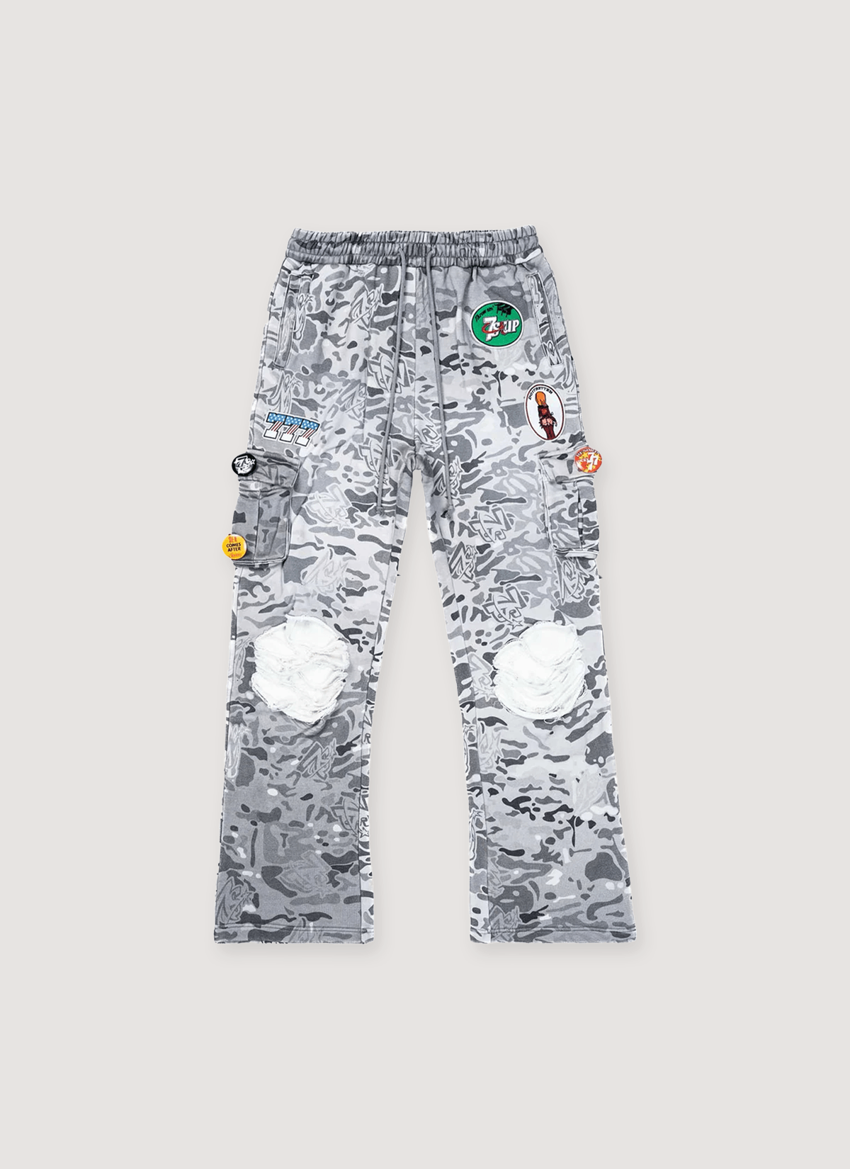 TRIPLE SEVENS Patchwork 7s Cargo Sweatpants Camo Size US 28 / EU 44 - 1 Thumbnail