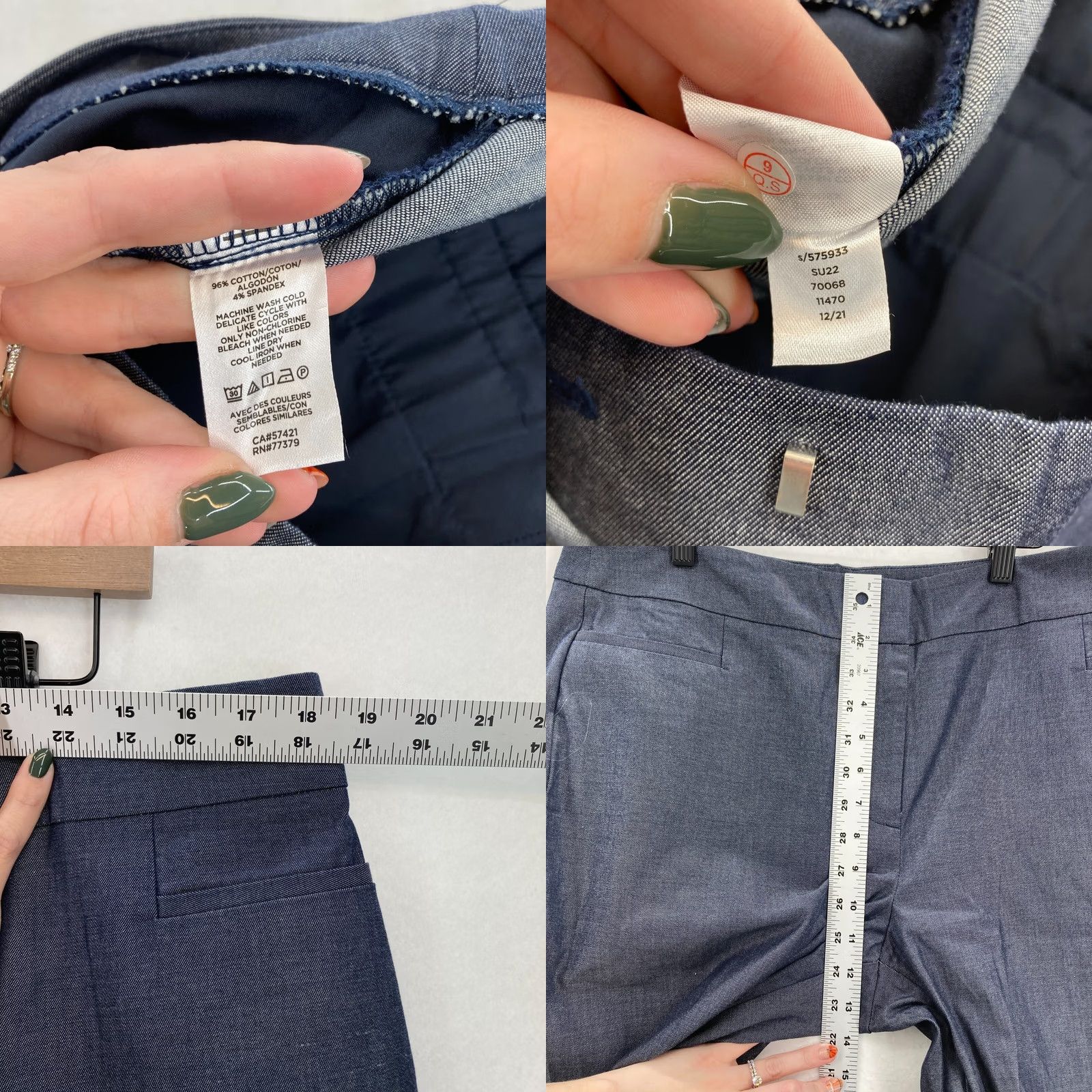 Ann Taylor Ann Taylor Factory Slim Leg crop Pants Women's 14 Dark Blue Stretch Career READ Size 36" / US 14 / IT 50 - 8 Thumbnail