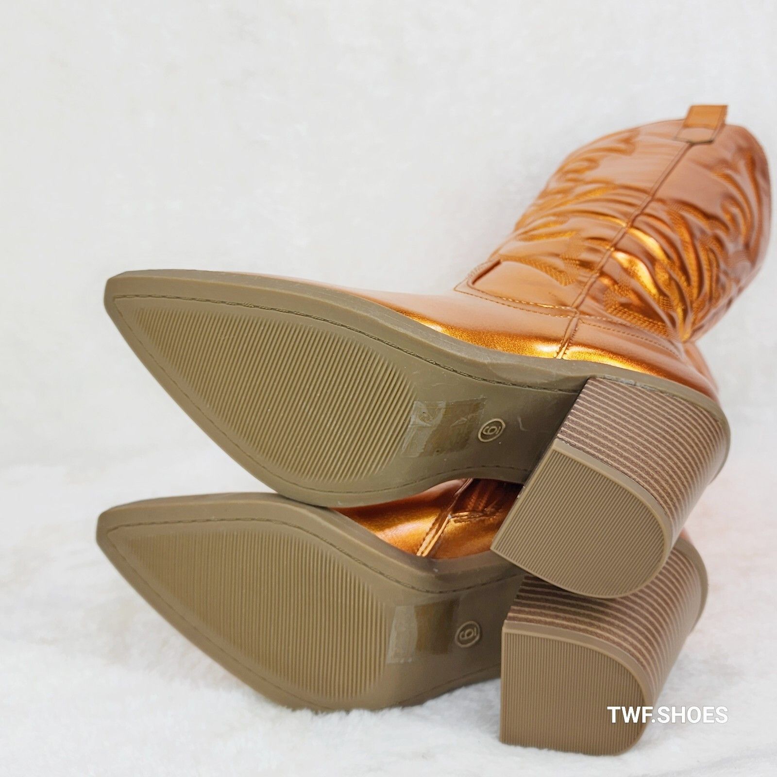 Other Electric Cowboy Orange Metallic Matte Western Knee High Coun Size US 7 / IT 37 - 8 Thumbnail