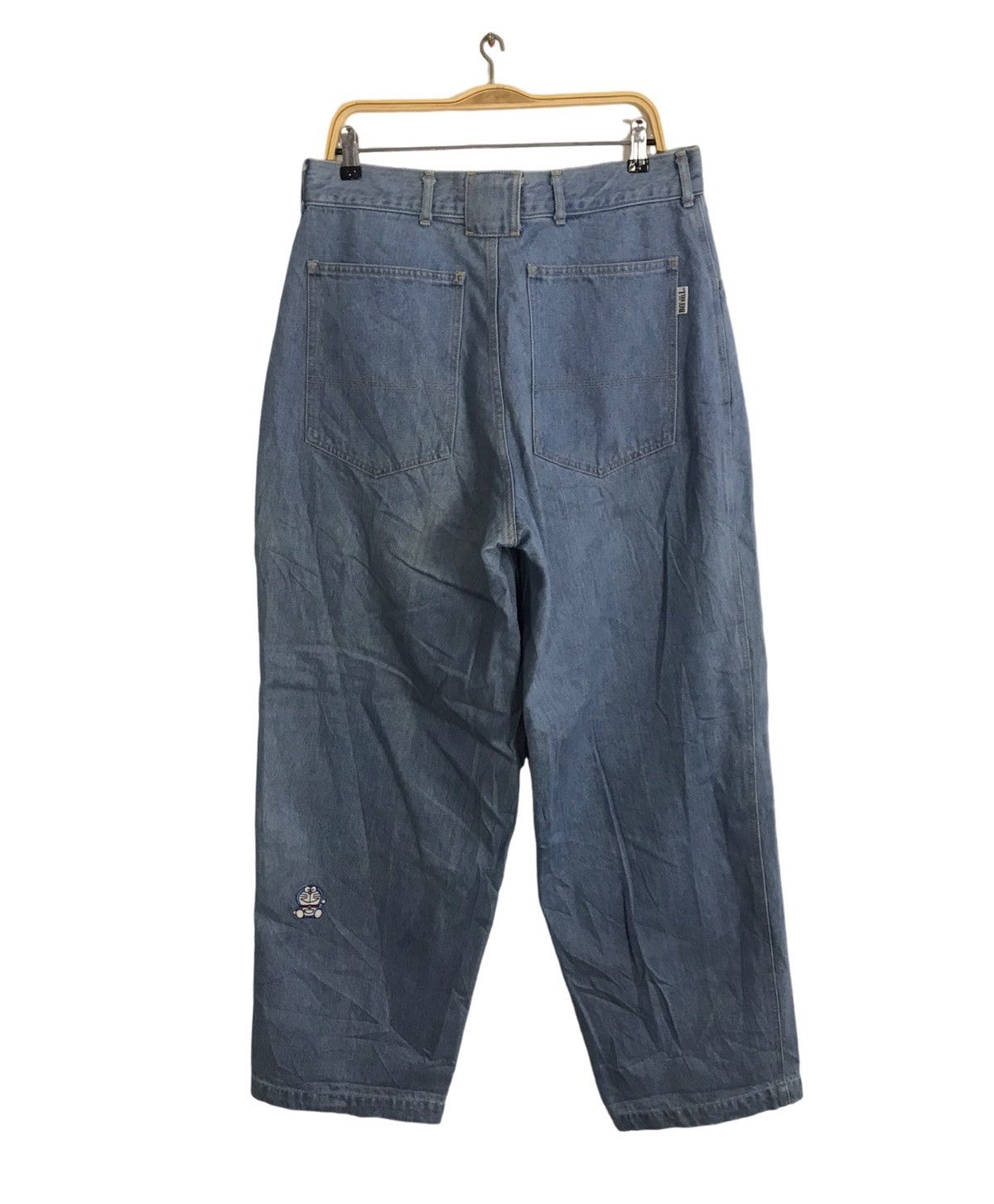 Japanese Brand 90s Bee Bell Indigo Denim Baggy Embroidery Doraemon Patches Size 34" / US 12 / IT 48 - 2 Thumbnail