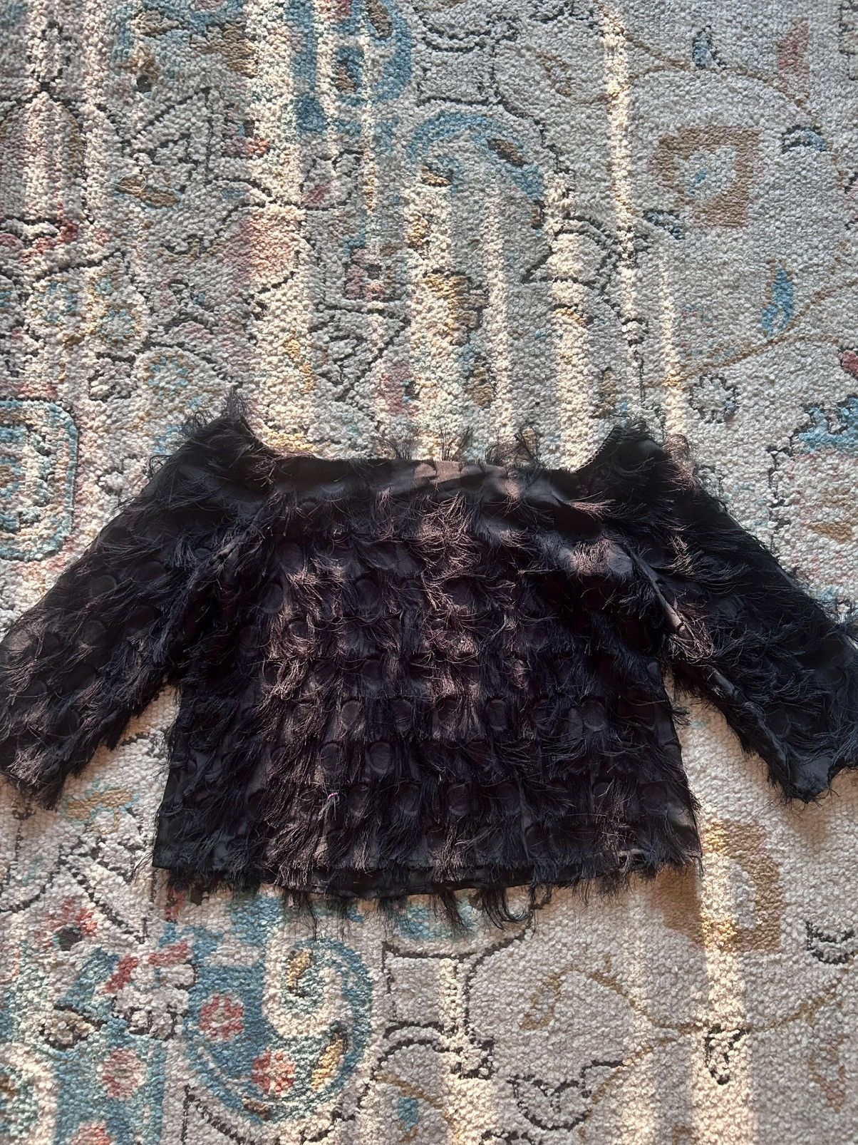 Zara Zara Black Feather-Patterned Top Size XS / US 0-2 / IT 36-38 - 4 Thumbnail