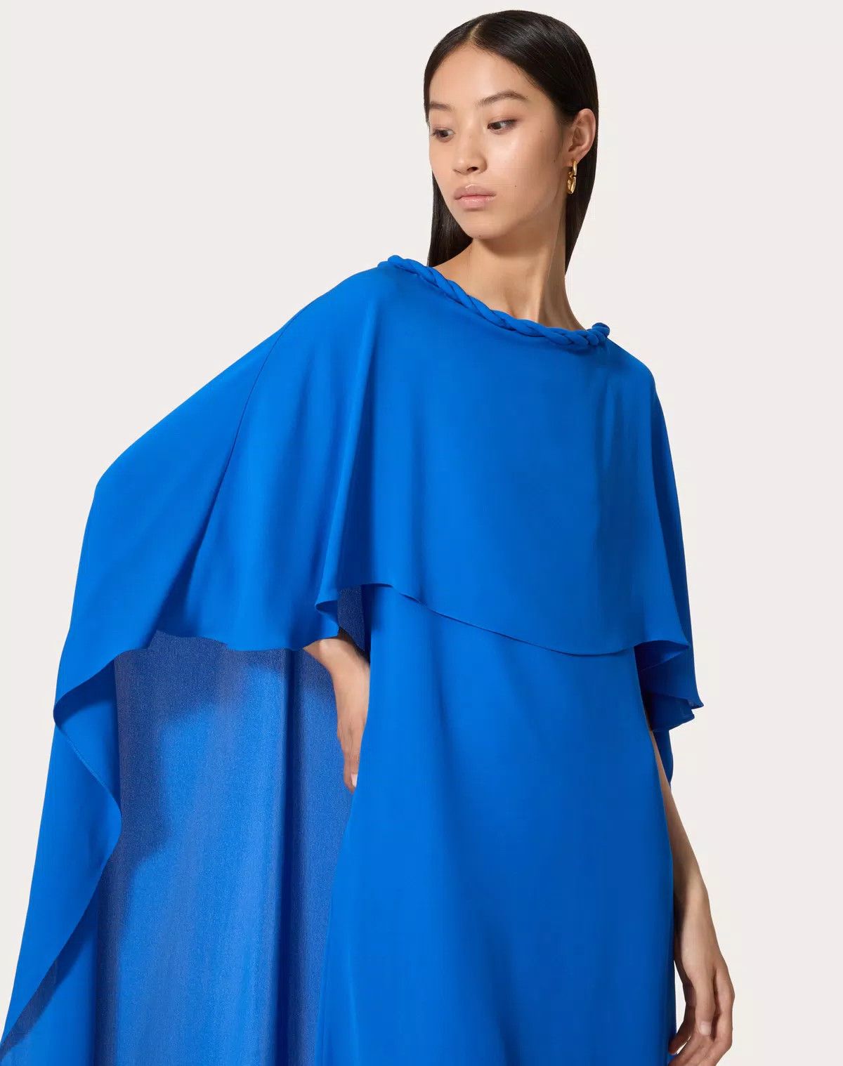 Valentino o1s1wg110426 Double Georgette Midi Dress in Blue Size M / US 6-8 / IT 42-44 - 7 Thumbnail