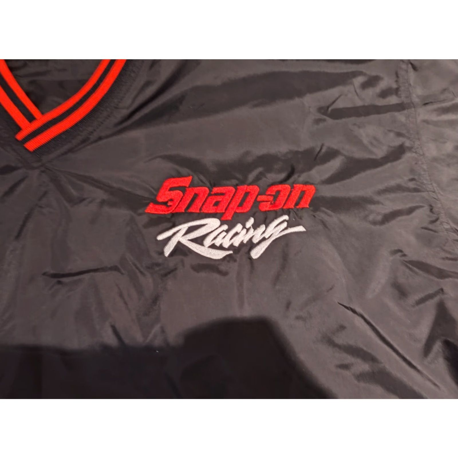 Vintage Snap-On Tools Windbreaker Pullover Jacket Men's Size XL Black V-Neck Racing (Jacket) Size US XL / EU 56 / 4 - 3 Thumbnail