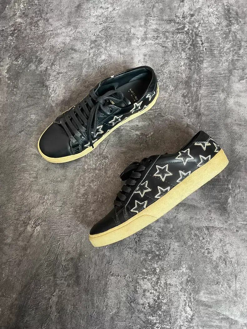 Saint Laurent Paris Saint Laurent Paris Black Warrior Star Low-top Sneakers Size US 5.5 / EU 38 - 3 Thumbnail