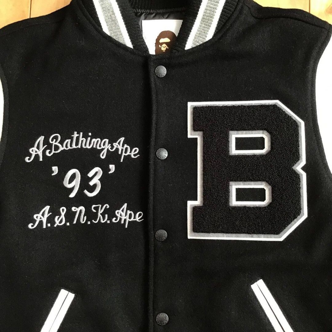 Bape BAPE LOGO Leather Sleeve Varsity Jacket a bathing ape Size US S / EU 44-46 / 1 - 4 Thumbnail