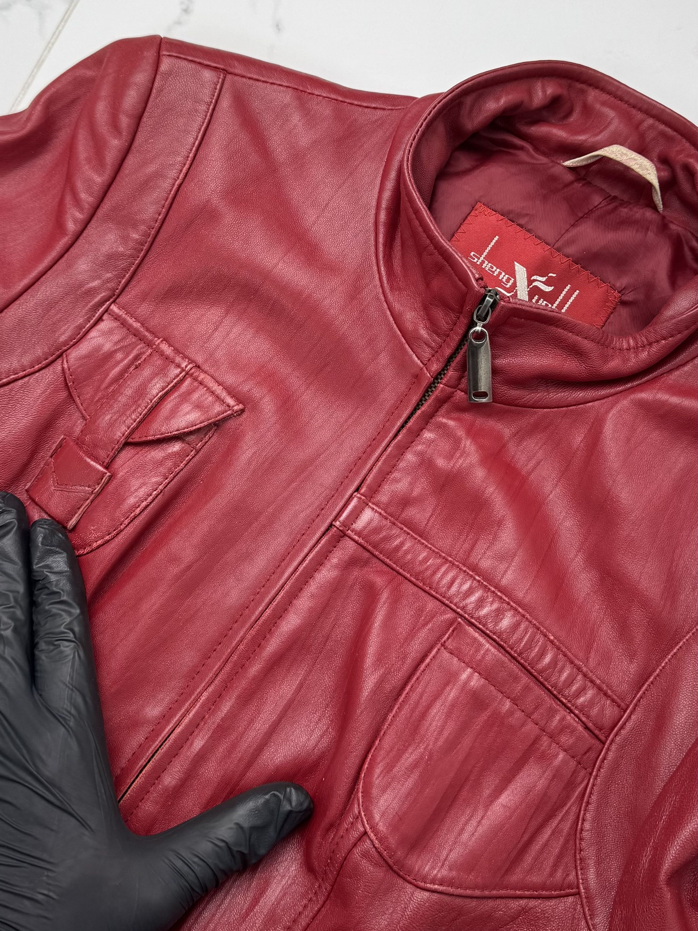 Vintage Women Red Leather Jacket Y2K Vintage Fitted Zip Up Style Size S / US 4 / IT 40 - 10 Thumbnail