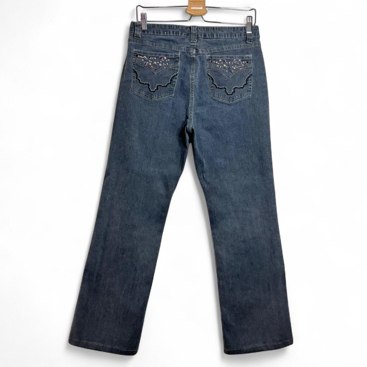 Vintage Vintage Y2K Faded Blue Studded Flare Bootcut Denim Jeans Size US 31 - 5 Thumbnail