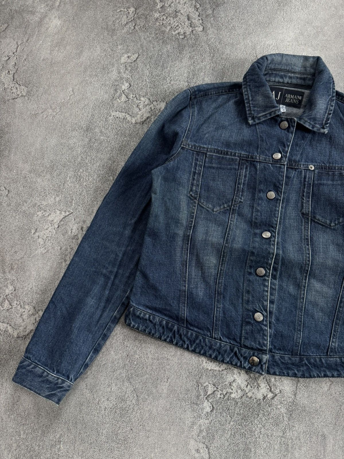 Armani Armani Jeans vintage retro denim indigo jacket track bomber Size S / US 4 / IT 40 - 13 Thumbnail