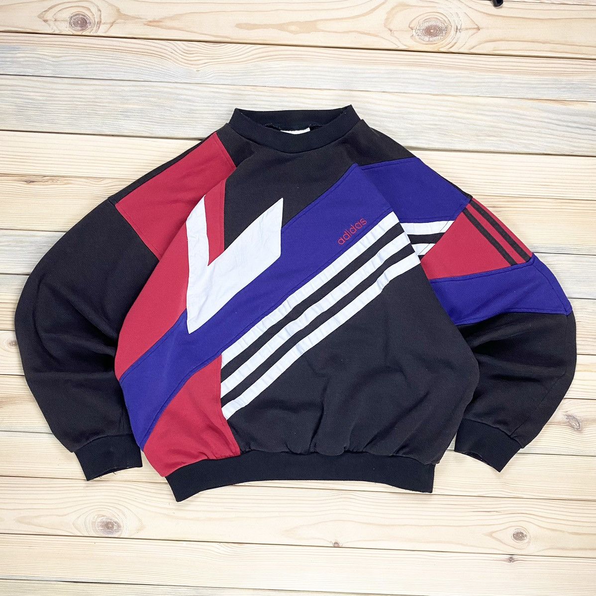 Adidas × Vintage 💥Vintage💥Adidas Originals Sweatshirt Faded Three Striped Size US L / EU 52-54 / 3 - 2 Thumbnail