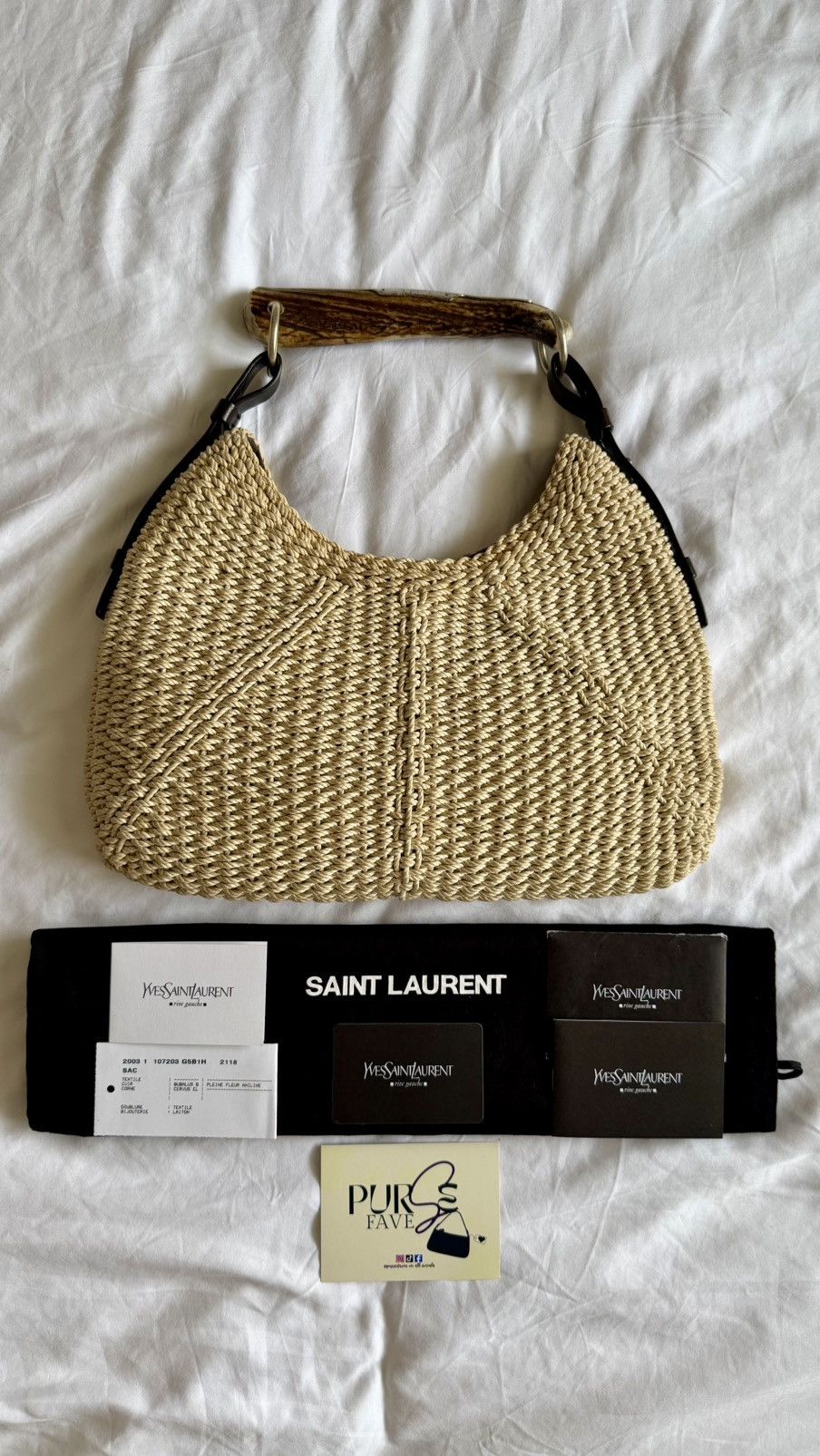 Yves Saint Laurent Yves Saint Laurent Mombasa Raffia Tom Ford Hobo Shoulder Bag Size ONE SIZE - 5 Thumbnail