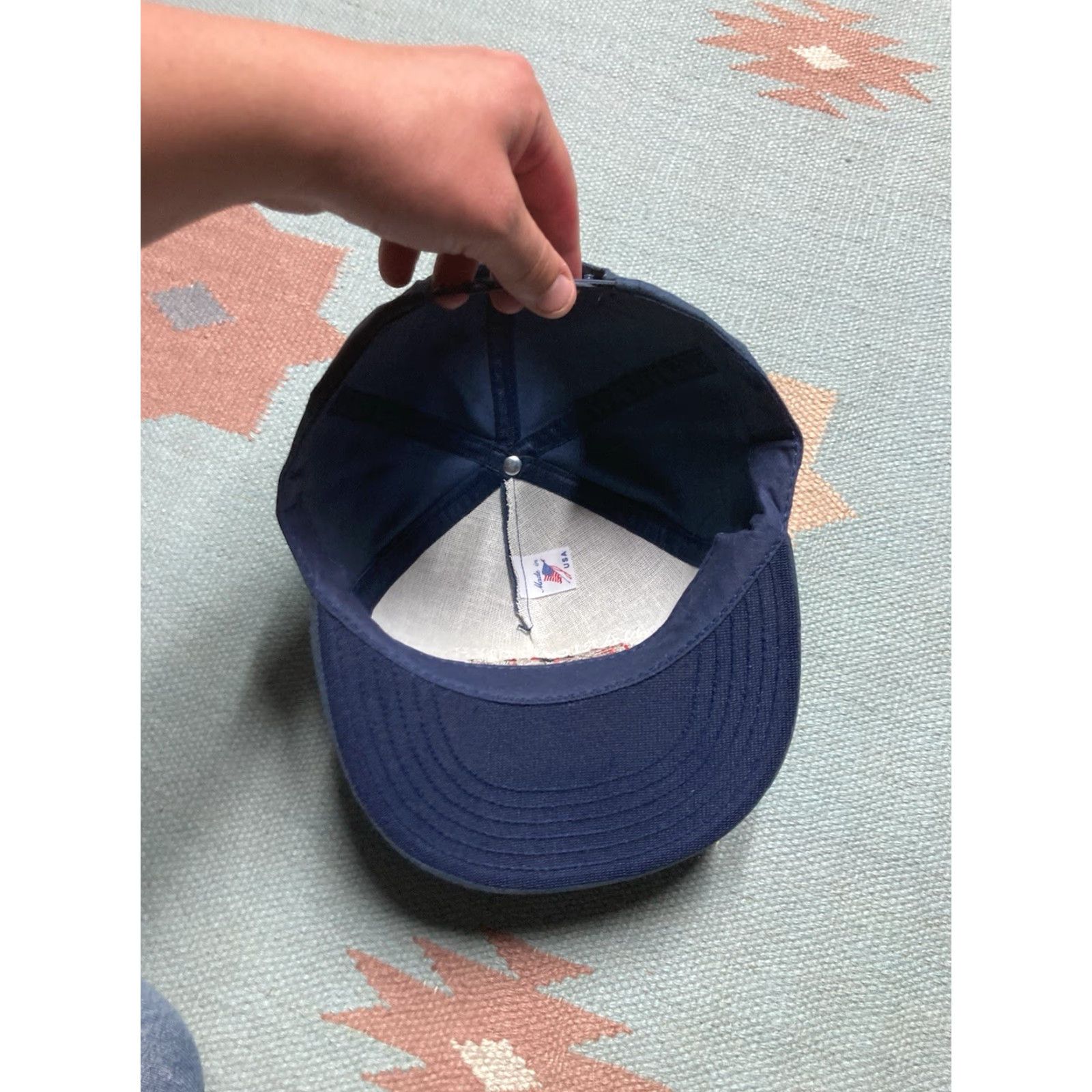 Vintage VINTAGE SnapBack Hat Cap Marion Township Fire Department Michigan Made in USA Adjustable Blue Mens Snapback USA Fire Department Hat Size ONE SIZE - 5 Thumbnail