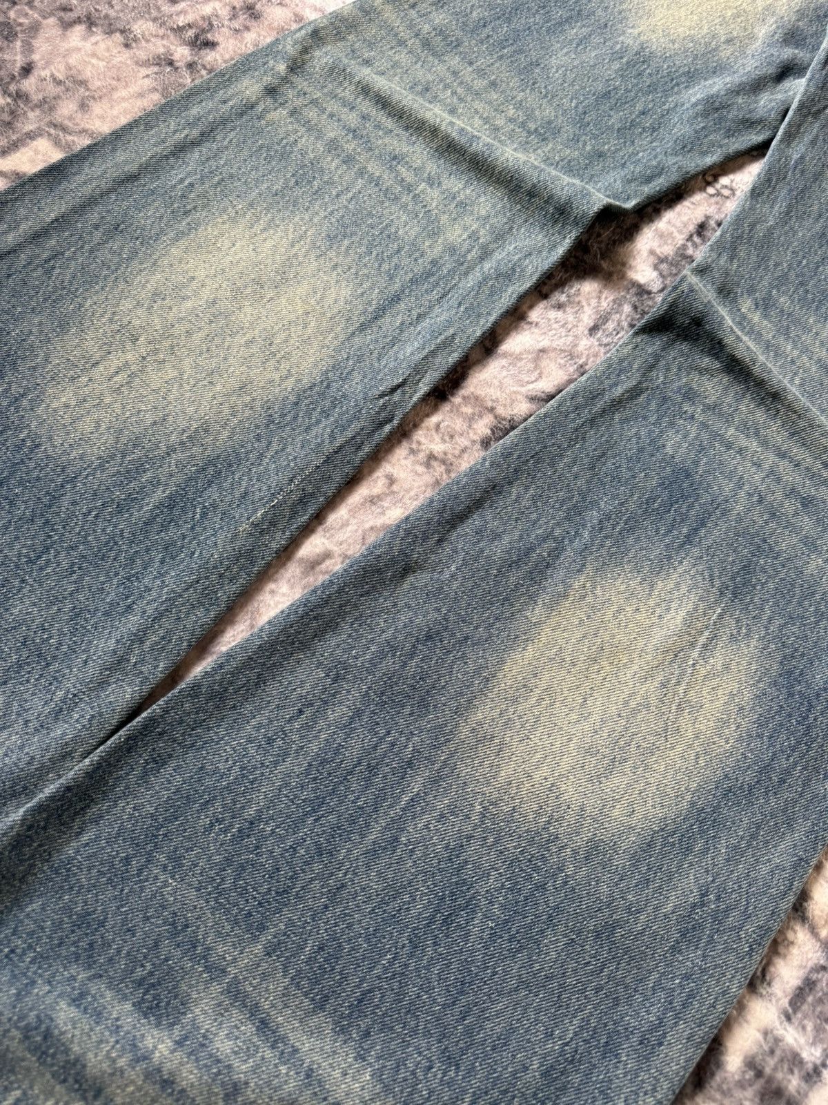 GOSTAR DE FUGA Japanese Brand Paneled Green Mud Wash Flared Jeans Size 27" / US 4 / IT 40 - 11 Thumbnail