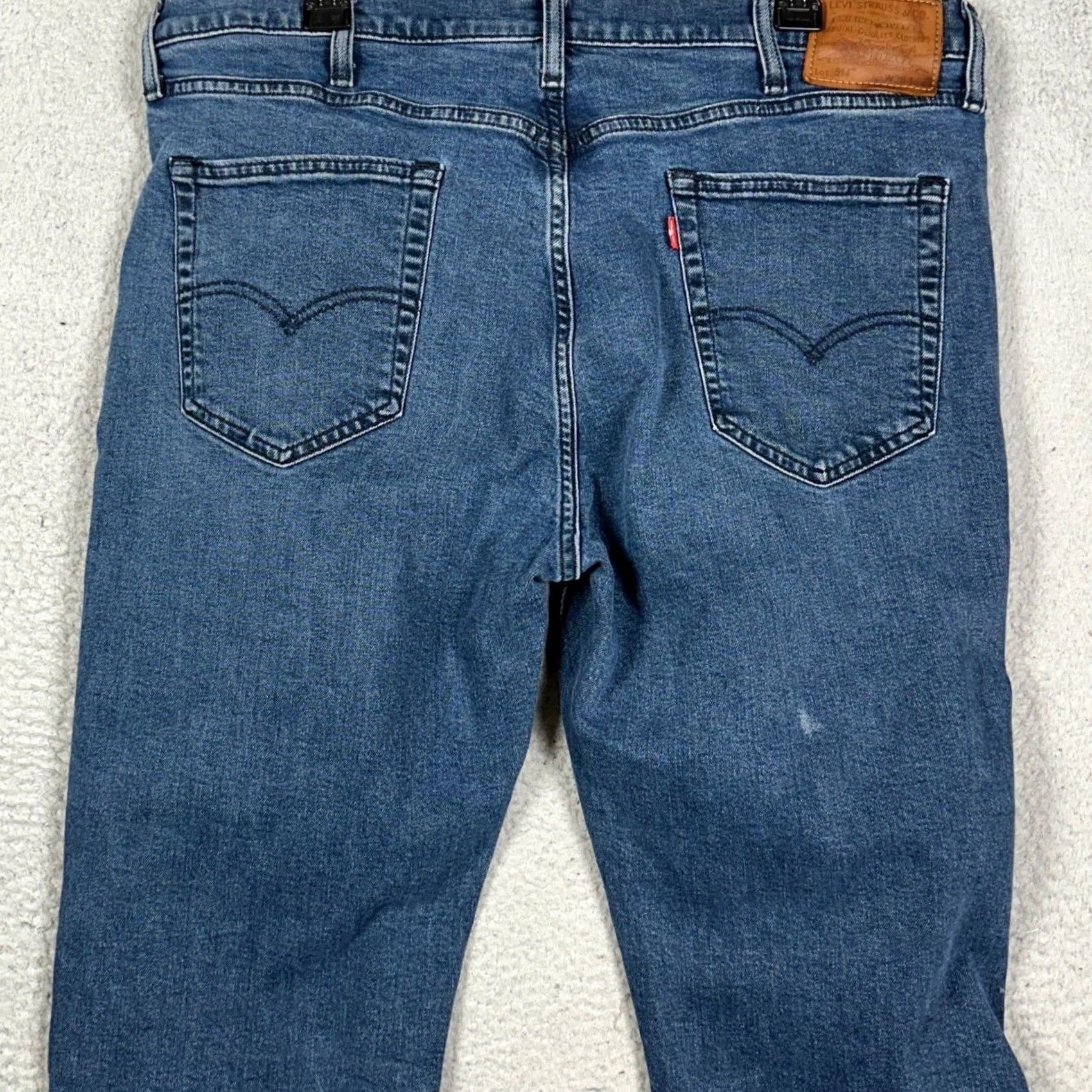 Denime Levi's Premium 514 Jeans Mens 38X30 Blue Straight Fit Denim 5-Pocket Prelude Red Tab Distressed MidWash Blue Mens Size US 38 / EU 54 - 3 Thumbnail