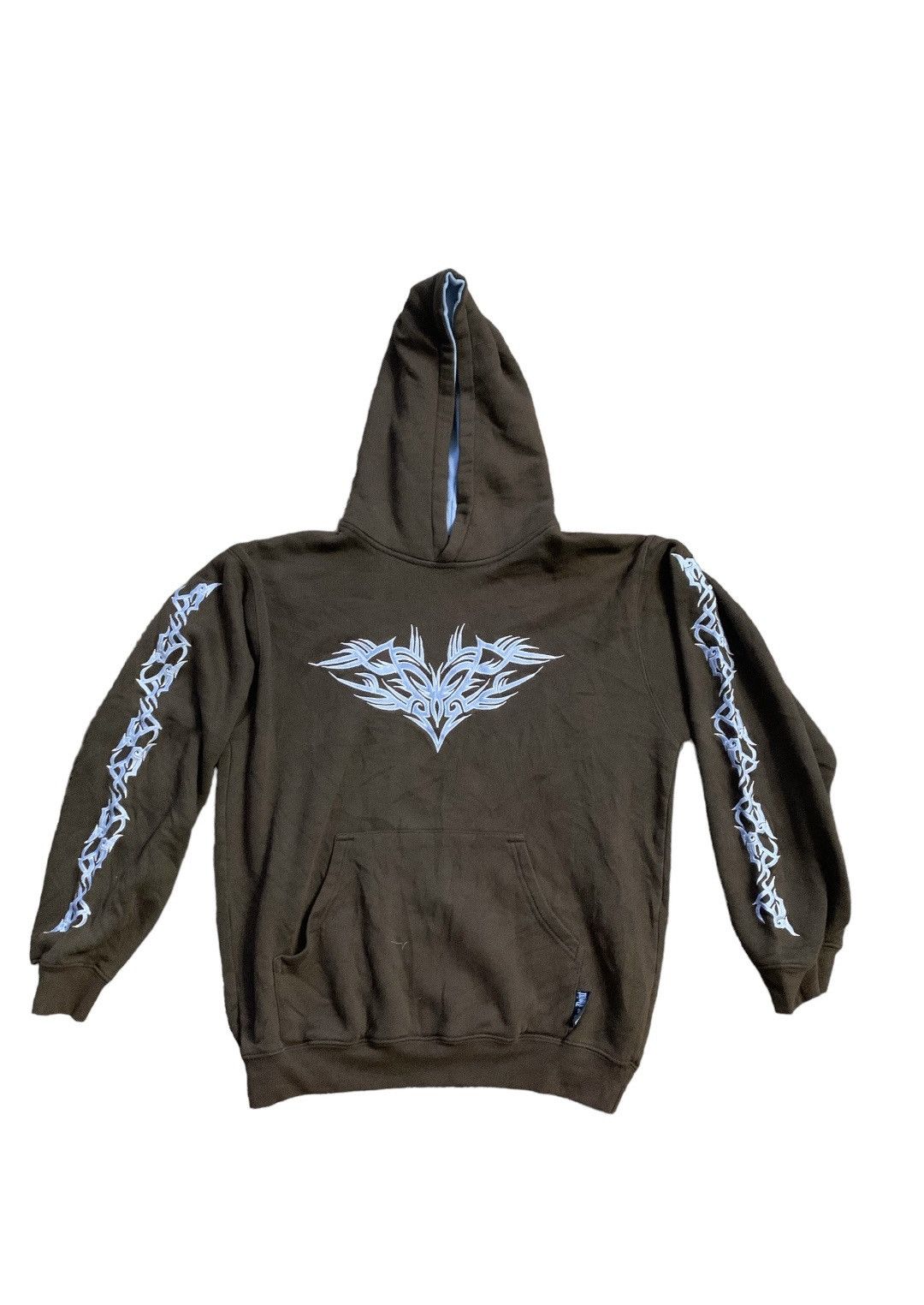 image of Vintage Y2K Silver Point Cyber Hoodies in Brown, Men's (Size Medium)