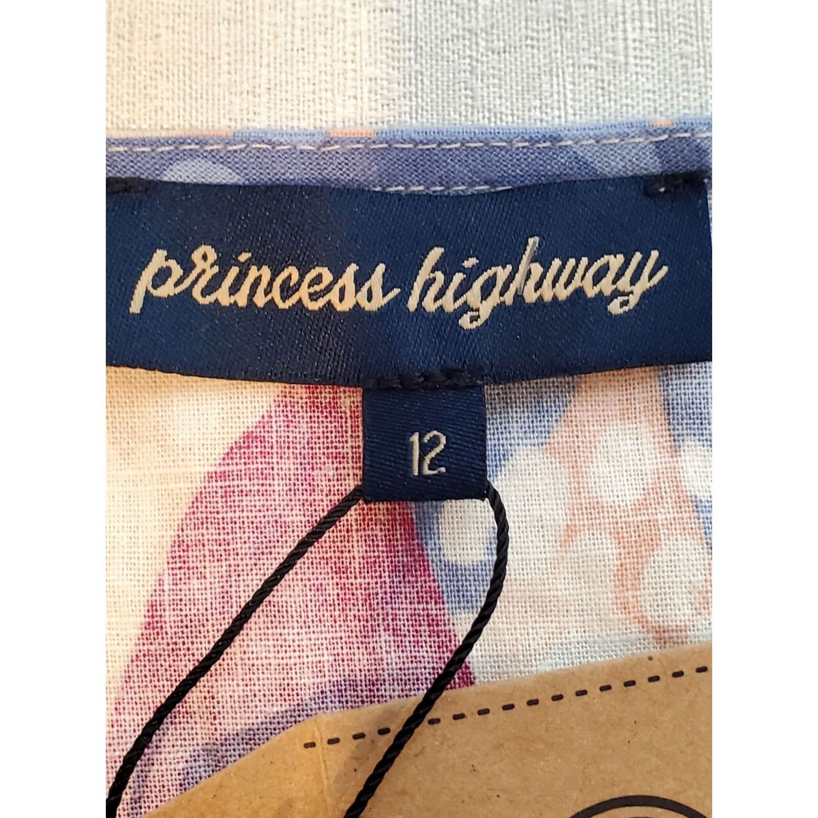Vintage Princess Highway Floral Linen Blend Dress PGFQ384 Women's Size 12 NWT Size XL / US 12-14 / IT 48-50 - 6 Thumbnail