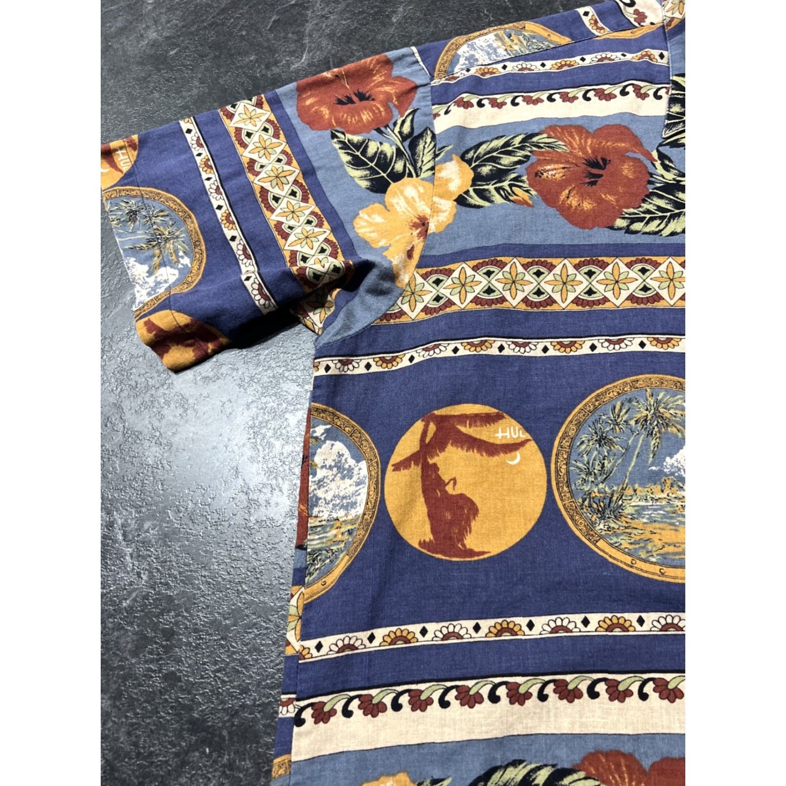 Vintage Feldini Button-Up Shirt Men L Blue Floral Short Sleeve Hawaiian Tropical Casual Shirt Regular Size US L / EU 52-54 / 3 - 6 Thumbnail