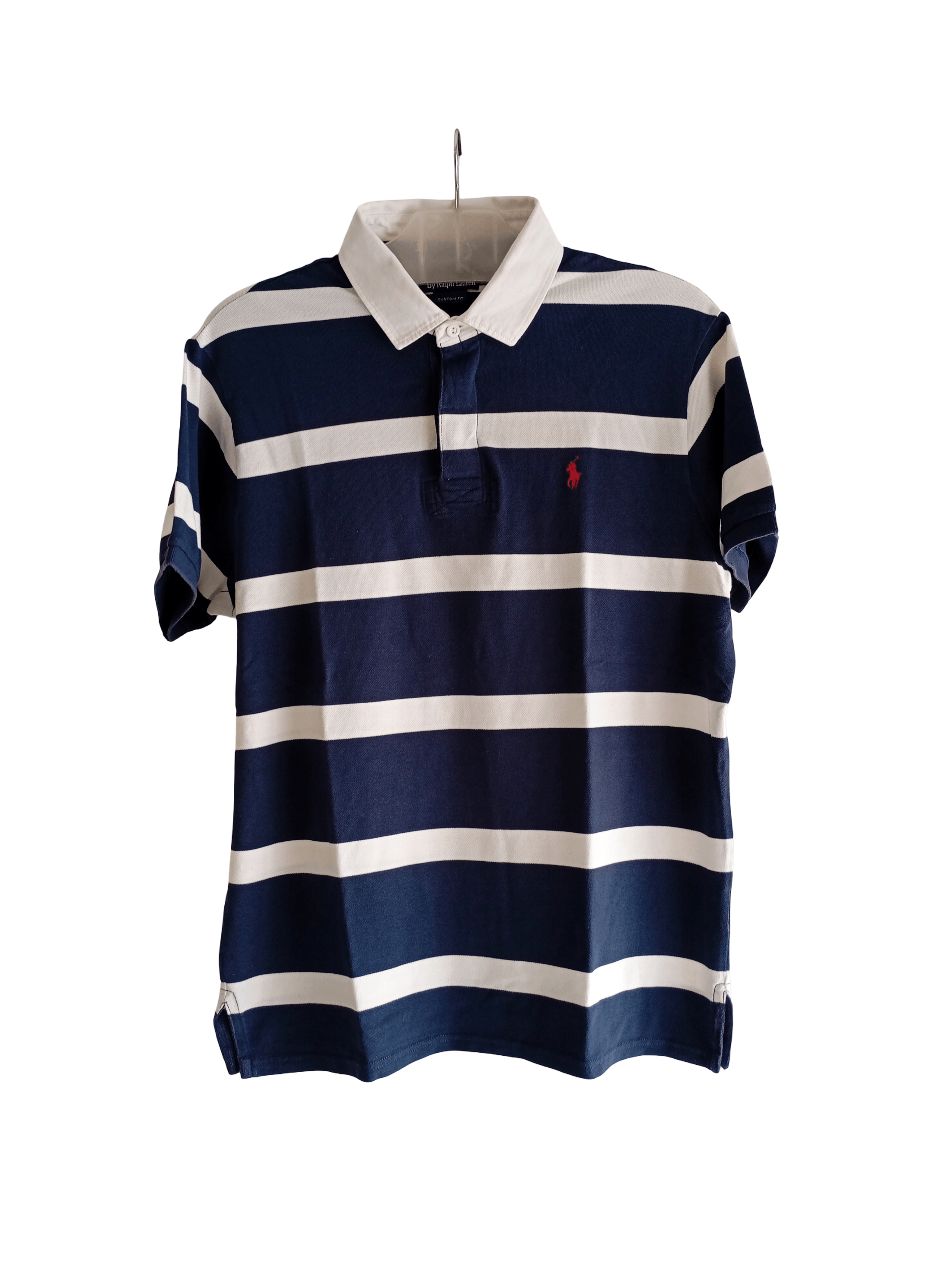 Polo Ralph Lauren Polo Ralph Lauren Striped Mesh Polo Shirt in Blue and White Size US XL / EU 56 / 4 - 1 Thumbnail