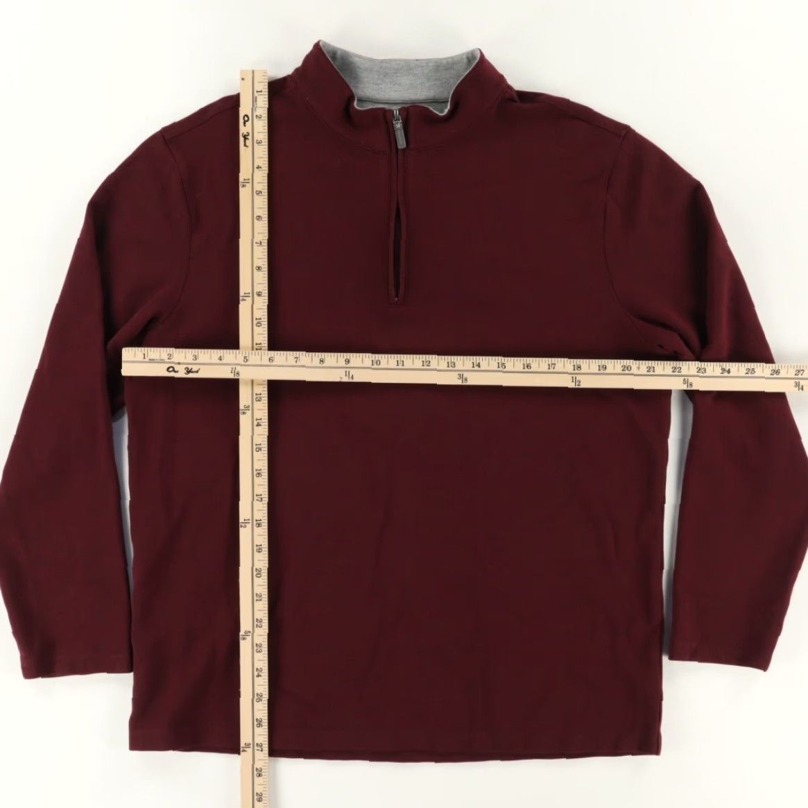 Mizzen+Main Mizzen + Main Proflex 1/4 Zip Pullover Stretch Solid Mock Long Sleeve Sweater Burgundy Men's L Size US L / EU 52-54 / 3 - 3 Thumbnail
