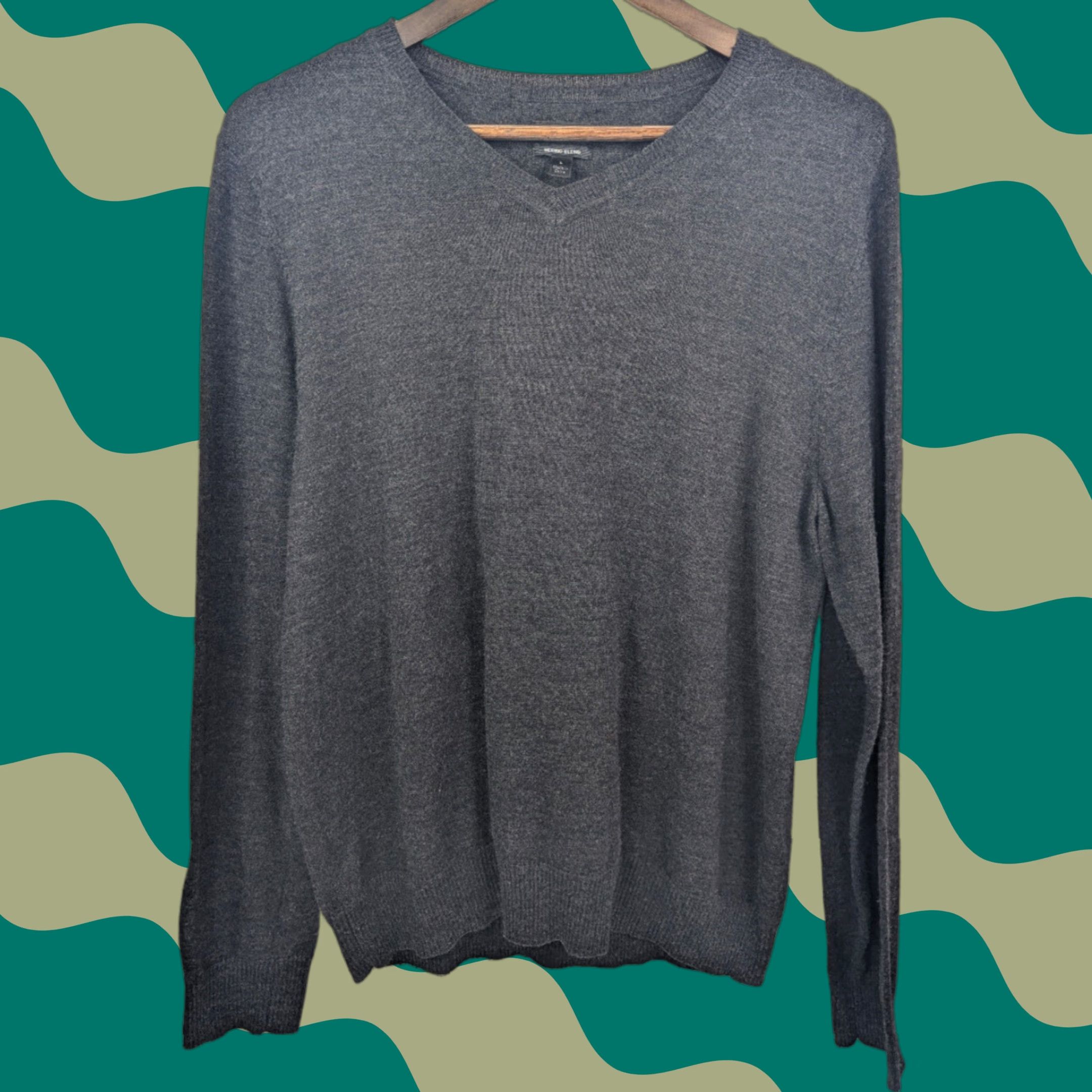 Apt. 9 APt. 9 Mens Merino Wool Blend Sweater V-Neck Long Sleeve Size L Black Knit Pullover Casual Mens Size US L / EU 52-54 / 3 - 1 Thumbnail