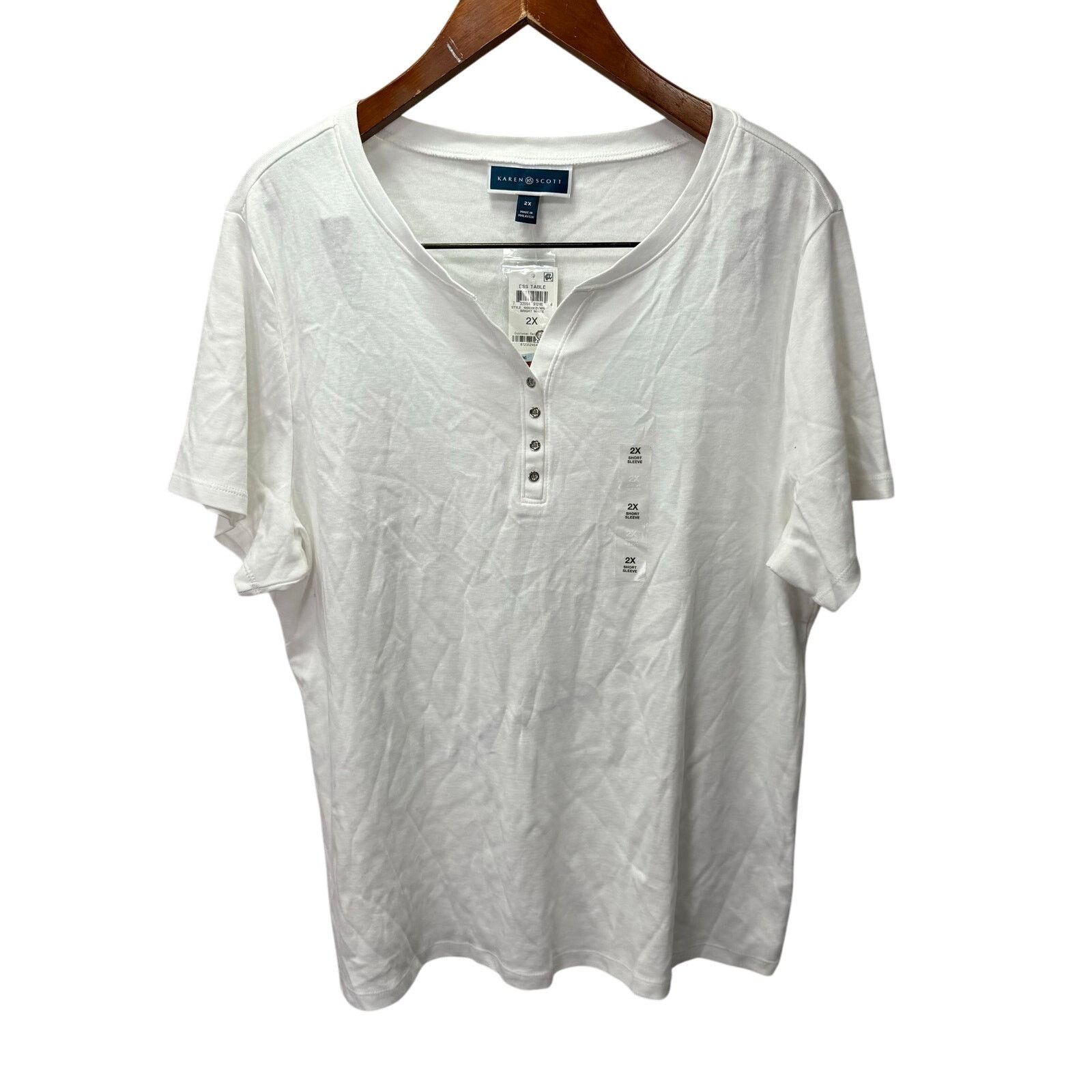 Macys Karen Scott Plus Shirt Blouse 2X Cotton Stretch NEW # G720 Size XXL / US 16-18 / IT 52-54 - 1 Thumbnail