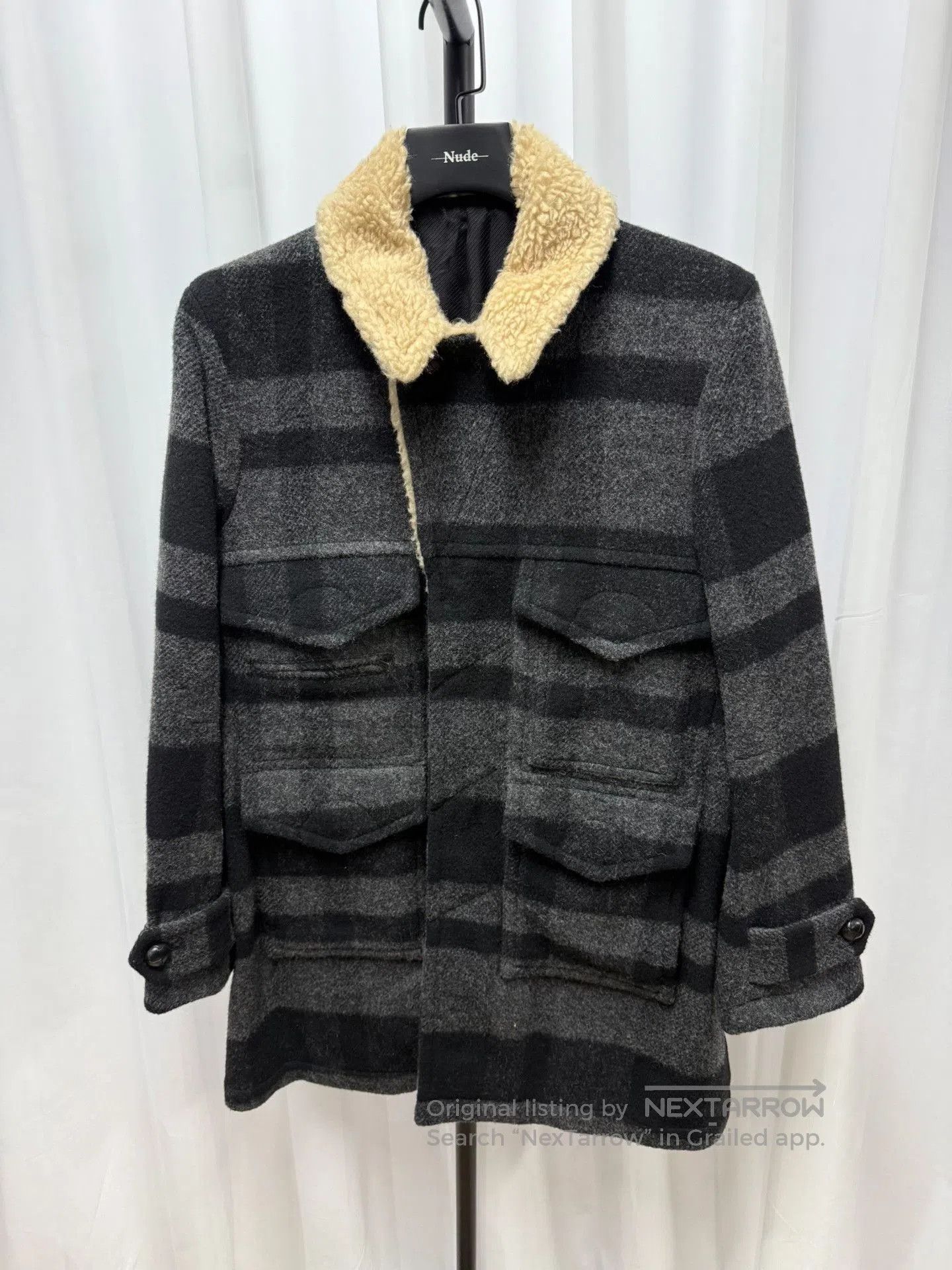 Comme des Garcons Homme Plus wool coat with faux fur collar. Size US L / EU 52-54 / 3 - 1 Thumbnail