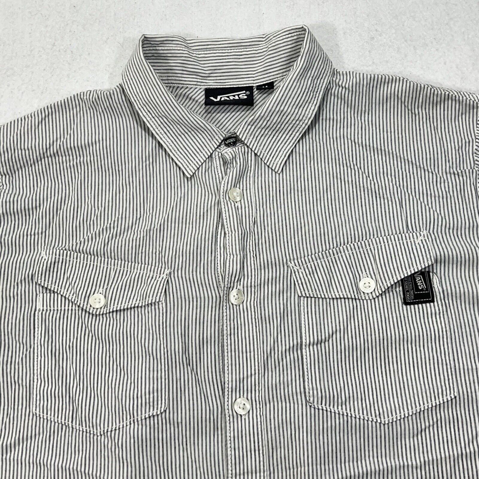 Vans VANS Off The Wall Button Down White Gray Striped Shirt Size US M / EU 48-50 / 2 - 2 Thumbnail